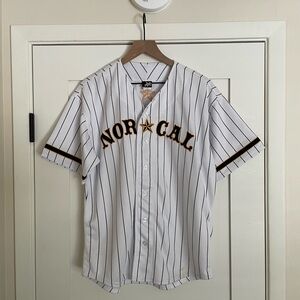 White and Black Nor Cal Baseball Jersey with Pinstripes